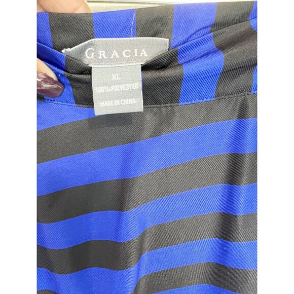 Gracia Black White Striped High Waist A-Line Flare Maxi Skirt XL - Picture 4 of 6